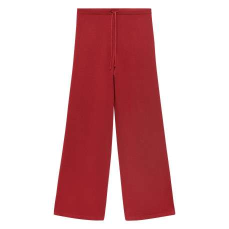 Pantalon jogging rouge uni avec un cordon de serrage et une coupe droite