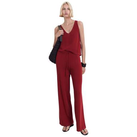 Pantalon jogging rouge uni avec un cordon de serrage et une coupe droite - Image 2