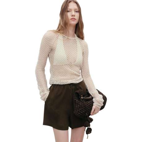 Short chino kaki uni avec une coupe droite avec un cordon de serrage - Image 2