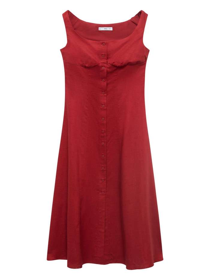 Robe longue rouge unie avec...