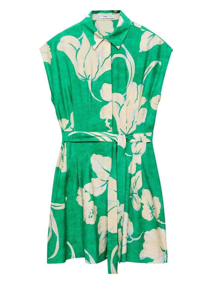 Robe courte vert fleurie...