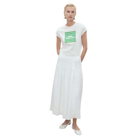 T-shirt en coton blanc imprimé avec un col rond et une coupe droite - Image 2
