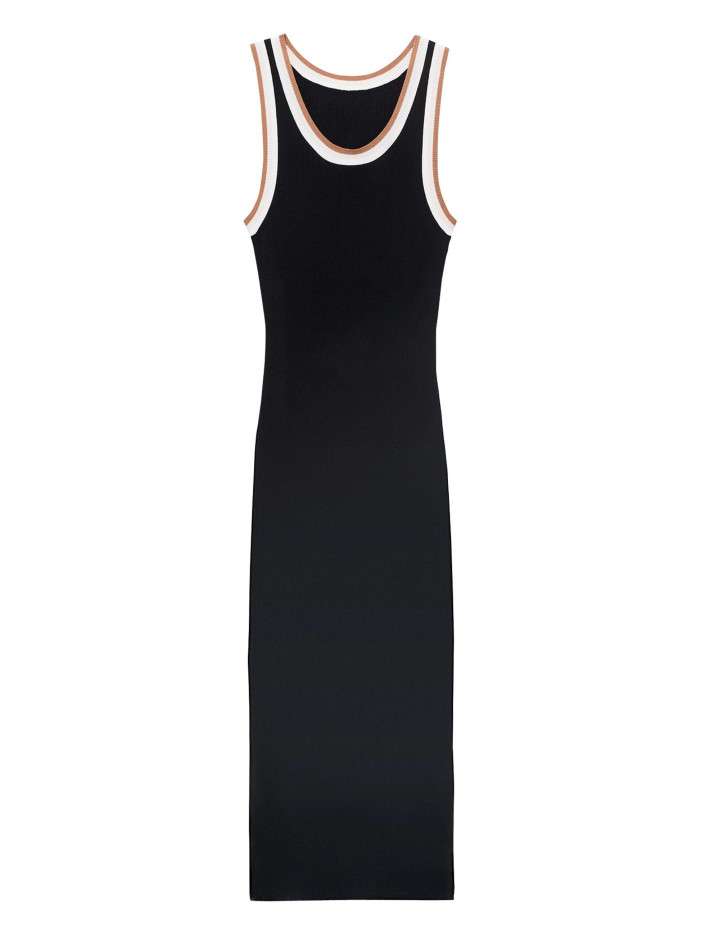 Robe longue noir unie avec...