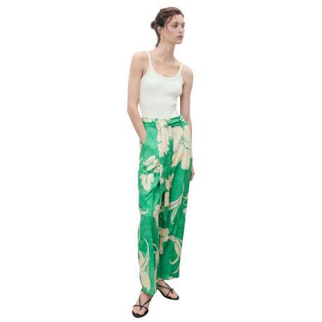 Pantalon chino vert imprimé avec une coupe droite et une ceinture amovible - Image 2