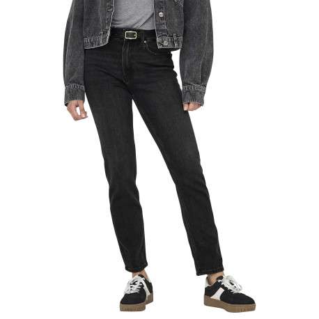 Jean en coton noir avec des passants à la taille et une coupe droite - Image 3
