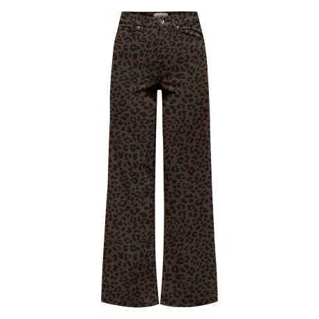 Pantalon en coton marron imprimé léopard avec une coupe bootcut - Image 3