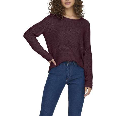 Pull bordeaux uni avec une coupe droite à col rond et des manches longues - Image 3
