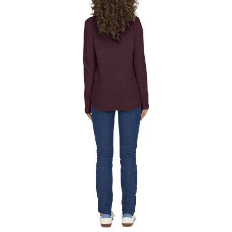 Pull bordeaux uni avec une coupe droite à col rond et des manches longues - Image 4