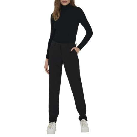 Pull noir uni avec une coupe droite à col roulé et des manches longues - Image 3