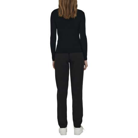 Pull noir uni avec une coupe droite à col roulé et des manches longues - Image 4
