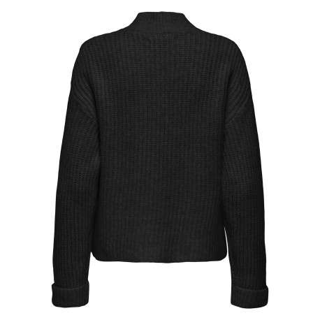 Pull noir uni avec une coupe droite à col montant et des manches longues - Image 2