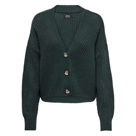 Gilet sapin uni avec une coupe droite à col v et des boutons
