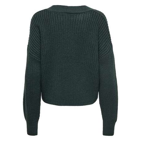 Gilet sapin uni avec une coupe droite à col v et des boutons - Image 2