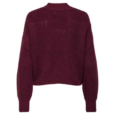 Gilet bordeaux uni avec une coupe droite à col v et des manches longues - Image 2