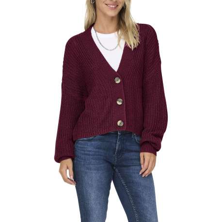 Gilet bordeaux uni avec une coupe droite à col v et des manches longues - Image 3