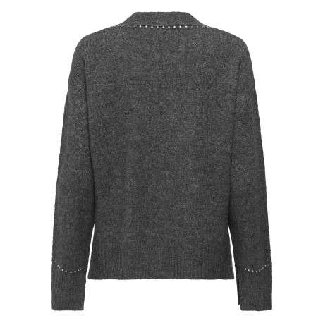 Gilet anthracite uni avec une coupe droite à boutons et des manches longues - Image 2