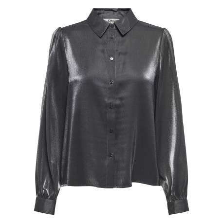 Chemisier anthracite uni avec une coupe droite à col français et des boutons