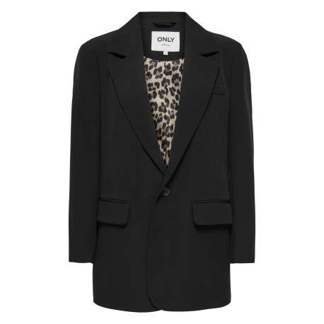 Blazer noir uni avec une coupe droite et des manches longues