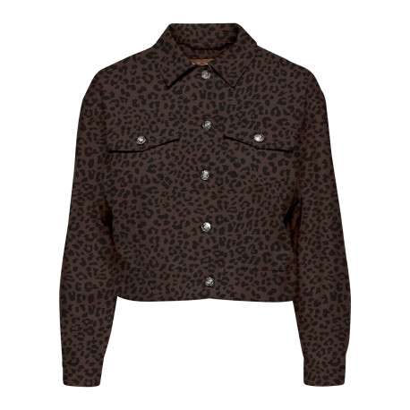 Blouson en coton marron imprimé avec une coupe droite et des boutons - Image 3
