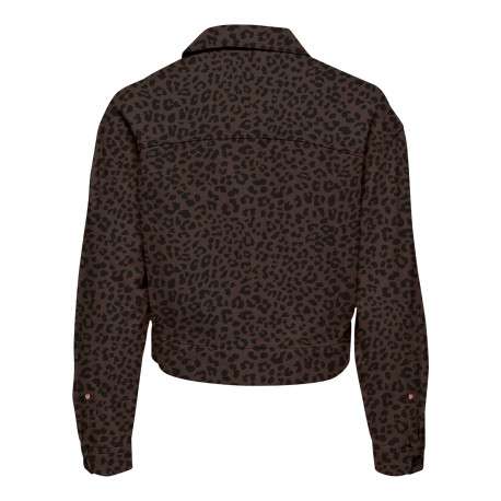 Blouson en coton marron imprimé avec une coupe droite et des boutons - Image 4