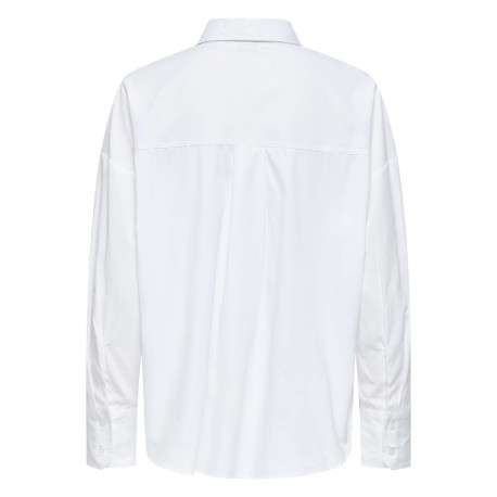 Chemisier blanc uni avec une coupe droite à col français et des manches longues - Image 2
