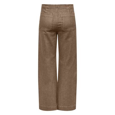 Pantalon 5 poches en coton mélangé brun uni avec une coupe droite - Image 2