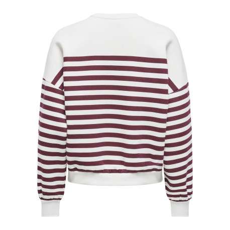 Sweat bordeaux rayé avec une coupe droite et un col rond à strass - Image 2