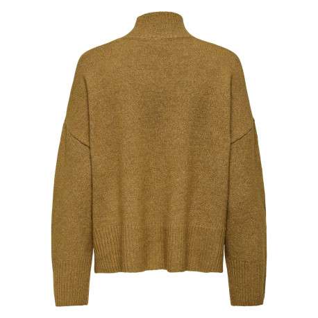 Pull moutarde uni avec une coupe droite à col montant et des manches longues - Image 2