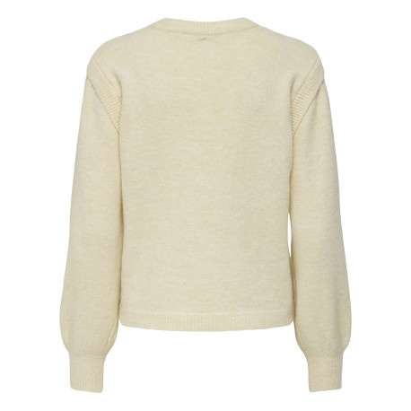 Pull écru uni avec une coupe droite à col rond et des manches longues - Image 2