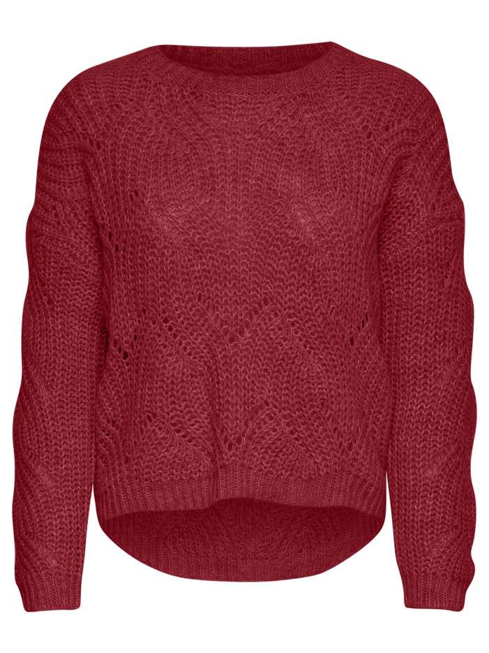 Pull rouge uni avec une...