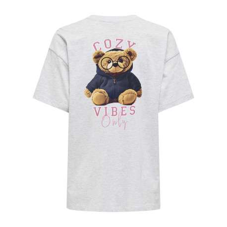 T-shirt en coton biologique gris imprimé avec un col rond à coupe droite - Image 2