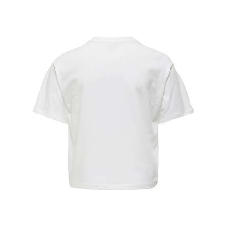 T-shirt en coton biologique blanc imprimé avec un col rond et une coupe droite - Image 2