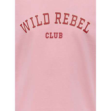 T-shirt en coton biologique rose imprimé avec une coupe droite à col rond - Image 3