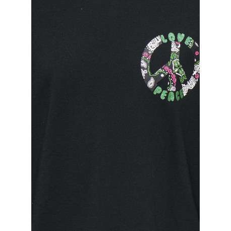 T-shirt en coton biologique noir uni avec une coupe droite et un col rond - Image 3