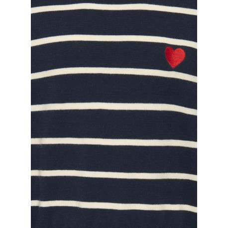 Pull marine rayé avec une coupe droite à col rond et des manches longues - Image 3