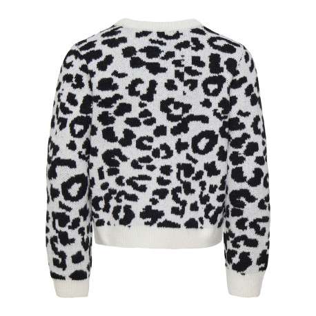 Pull écru imprimé avec une coupe droite à col rond et des manches longues - Image 2