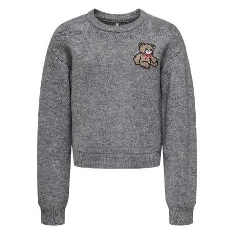 Pull gris imprimé avec des manches longues et une coupe droite à col rond