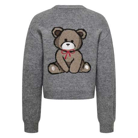 Pull gris imprimé avec des manches longues et une coupe droite à col rond - Image 2