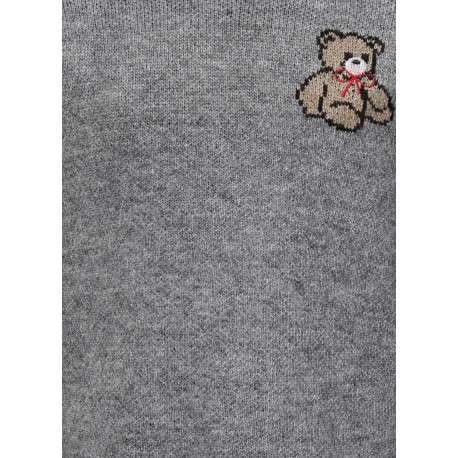 Pull gris imprimé avec des manches longues et une coupe droite à col rond - Image 3