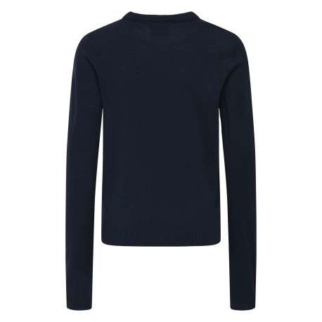 Pull marine imprimé avec une coupe droite à col rond et des manches longues - Image 2