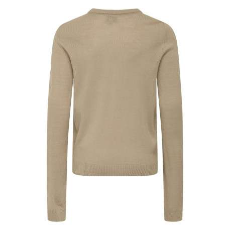 Pull camel imprimé avec une coupe droite à col rond et des manches longues - Image 2