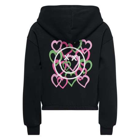 Sweat noir imprimé avec une coupe droite et un col à capuche - Image 2