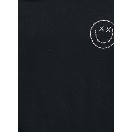 Sweat noir imprimé avec une coupe droite et un col à capuche - Image 3