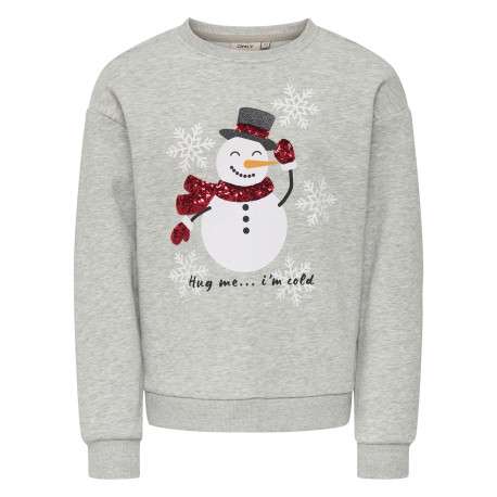 Sweat gris clair imprimé avec des manches longues et une coupe droite à col rond