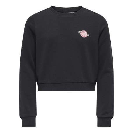 Sweat noir uni avec une coupe droite à col rond et des manches longues