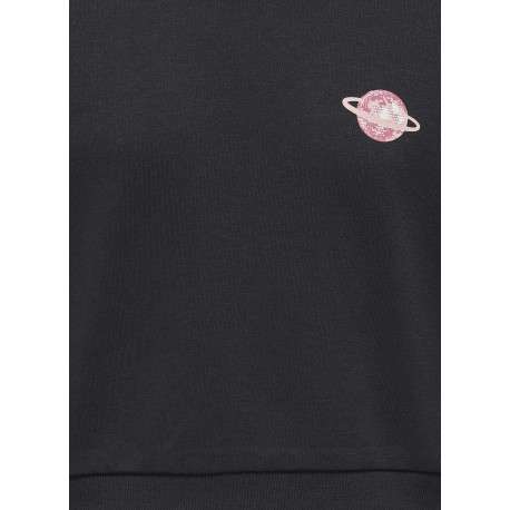 Sweat noir uni avec une coupe droite à col rond et des manches longues - Image 3