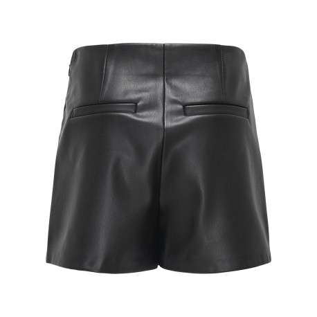 Short chino noir uni avec une coupe droite et une fermeture zippée - Image 2