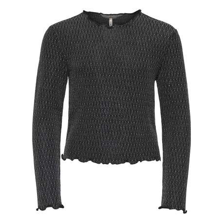 T-shirt noir uni avec une coupe droite à col rond et des manches longues