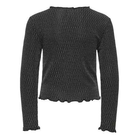 T-shirt noir uni avec une coupe droite à col rond et des manches longues - Image 2