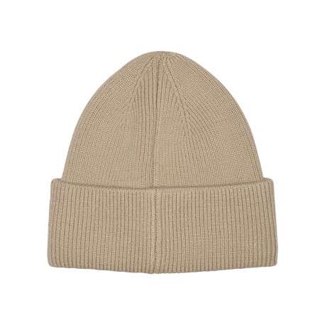 Bonnet beige uni avec un cœur brodé à l'avant et un revers sur le bas - Image 2